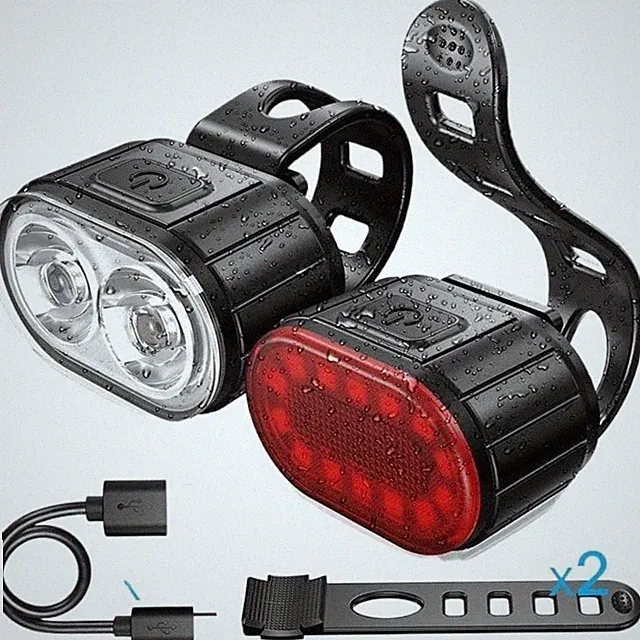 Bike Light Set (Head + Tail) -Perfect for Urban Commutes,Trail Riding Visibility
